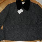 Talbots ladies Wool Silk Coat Jacket Size 12 Removable Faux Fur Collar Heavy NEW