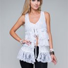 L Peasant Hippie Bohemian Gypsy Gothic Boho Steam PUnk Emo Vest Fringe Tunic Top