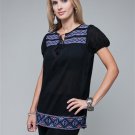 S BOHO HIPPIE Renaissance Bohemian Ethnic Embroidered Cotton Peasant Top Blouse
