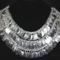 CLEOPATRA SILVER TONE TRIBAL KUCHI BOHO Belly Dance Dancing Necklace Coin Choker