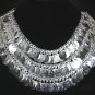 CLEOPATRA SILVER TONE TRIBAL KUCHI BOHO Belly Dance Dancing Necklace Coin Choker