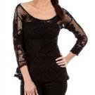 L LOLITA Steam punk Goth Gothic Boho Victorian Emo Vampire Lace Blouse Tunic Top