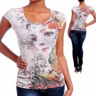 S GODDESS GYPSY RHINESTONE HIPPIE BOHO GODDESS LADIES TEE SHIRT BLOUSE TOP