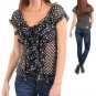 S Ruffle Lolita Boho Gothic Goth PEASANT Poet WENCH Lace Up Burlesque Blouse Top