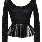 S Black BOHO Steam Punk Lolita Gothic Goth Emo Lace Rockabilly Vampire Gypsy Top
