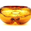 Vintage English Whitefriars 9778 Amber FLC Five Lobed Controlled Bubble Dish/Bowl