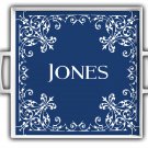 Monogrammed Square Melamine Serving Tray - Elegant Name and Frame