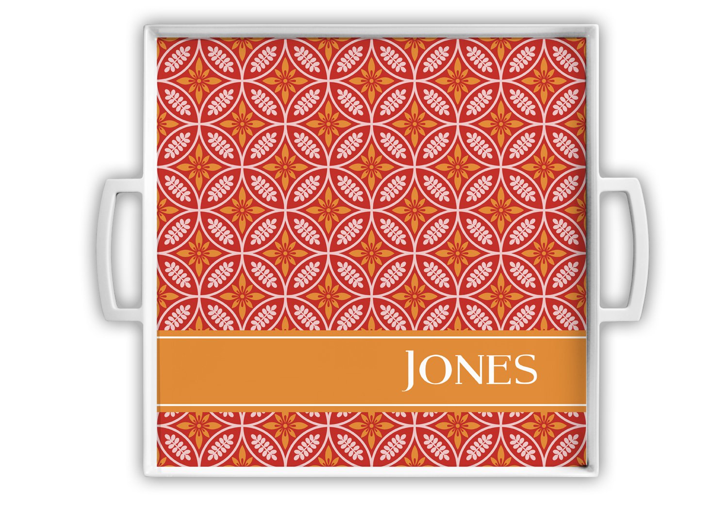 Monogrammed Square Melamine Serving Tray - Diamond Squares