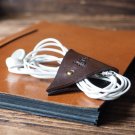 Leather Cord Holder-handmade,Earbud Cable Organizer,Earphone,Minimalist#Dark Brown