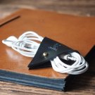Leather Cord Holder-handmade,Earbud Cable Organizer,Earphone,Headphone,Minimalist#Black