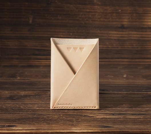 Leather Minimalist Slim Folded Card Wallet Card Sleeve, credit card holder #Natural Nude