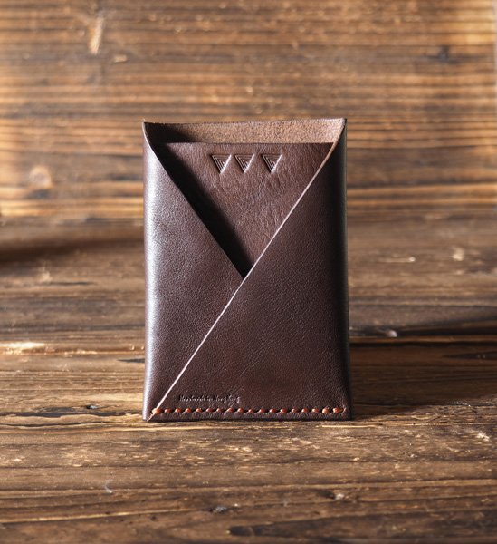 Leather Minimalist Slim Folded Card Wallet-card holder, Card Sleeve, credit card holder #Brown