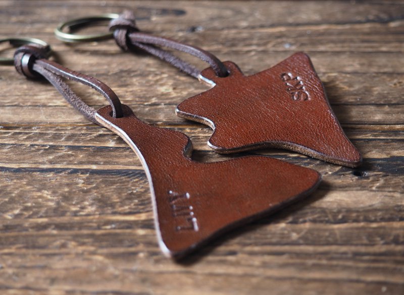 Engraved Couples Leather Keychain Set - custom handmade, personalized name, key ring #Brown