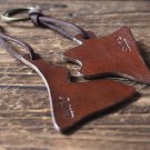 Engraved Couples Leather Keychain Set - custom handmade, personalized name, key ring #Brown
