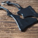 Engraved Couples Leather Keychain Set - custom handmade, personalized name, key ring #Black