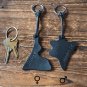 Engraved Couples Leather Keychain Set - custom handmade, personalized name, key ring #Black