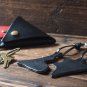 Engraved Couples Leather Keychain Set - custom handmade, personalized name, key ring #Black