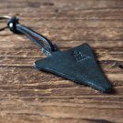 Leather Triangle Keychain - key fob handmade, keyring, personalized #Black