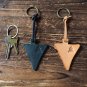 Leather Triangle Keychain - key fob handmade, keyring, personalized #Black