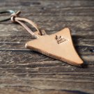 Leather Triangle Keychain - key fob handmade, keyring, personalized #Light Brown