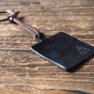Leather Square Keychain - key fob handmade, keyring, personalized #Black