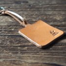 Leather Square Keychain - key fob handmade, keyring, personalized #Light Brown