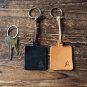 Leather Square Keychain - key fob handmade, keyring, personalized #Light Brown