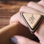Initial Leather Ring - Name, Handmade Triangle, Custom initial, monogram #Black