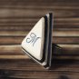 Initial Leather Ring - Name, Handmade Triangle, Custom initial, monogram #Black