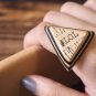 LOL Leather Ring - Laugh Out Loud Letters, Triangle, Text talk, Custom initial#Black