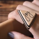 Joy Leather Ring - Adjustable, Handmade Triangle #Black