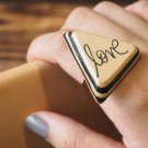 Handmade Leather Love Adjustable Rings Triangle Funny gifts Personalized gifts for her #Black