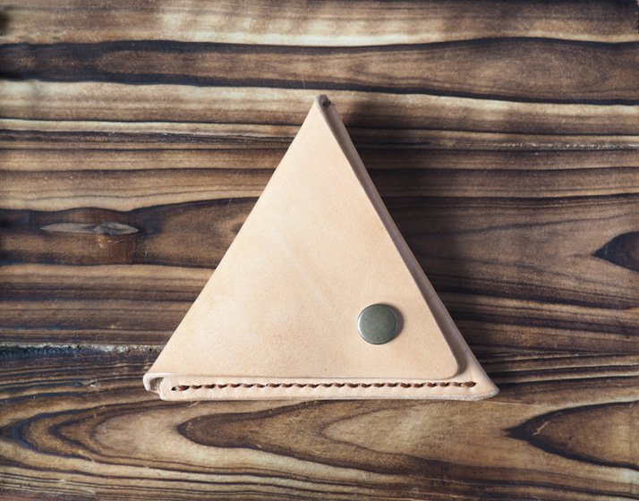 Handmade Leather Coin Purse Triangle Coin holder Designer wallets Purses Coin pouch #Natural Nude
