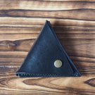Handmade Leather Coin Purse Triangle Coin holder Designer wallets Black purse Coin pouch #Black