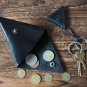 Handmade Leather Coin Purse Triangle Coin holder Designer wallets Black purse Coin pouch #Black