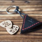 Handmade Leather Guitar Pick Holder Guitar Accessories Personalized gifts #Black with Red thread