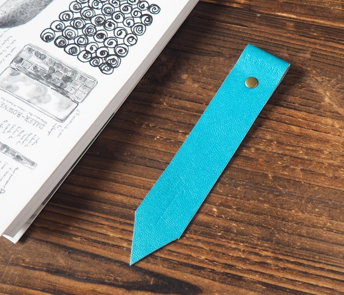 Leather Bookmark - Handmade Hand stitched Book Mark, Minimalist, Personalized, Custom#Sky Blue