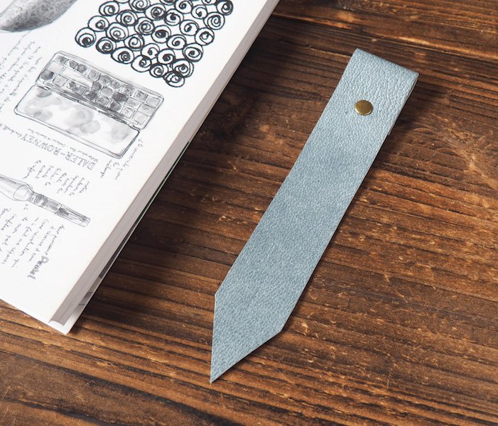 Leather Bookmark - Handmade Hand stitched Book Mark, Minimalist, Personalized, Custom#Blue Grey