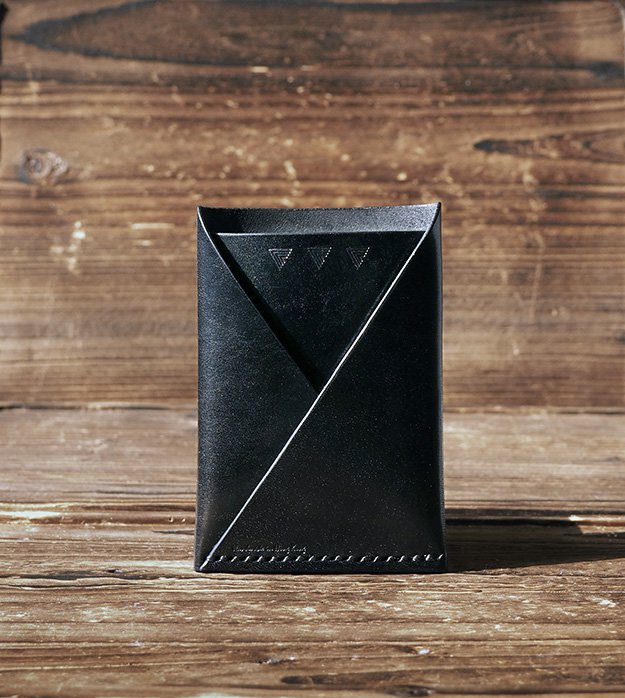 Leather Minimalist Slim Folded Card Wallet-card holder, Card Sleeve, credit card holder #Black