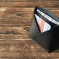 Leather Minimalist Slim Folded Card Wallet-card holder, Card Sleeve, credit card holder #Black