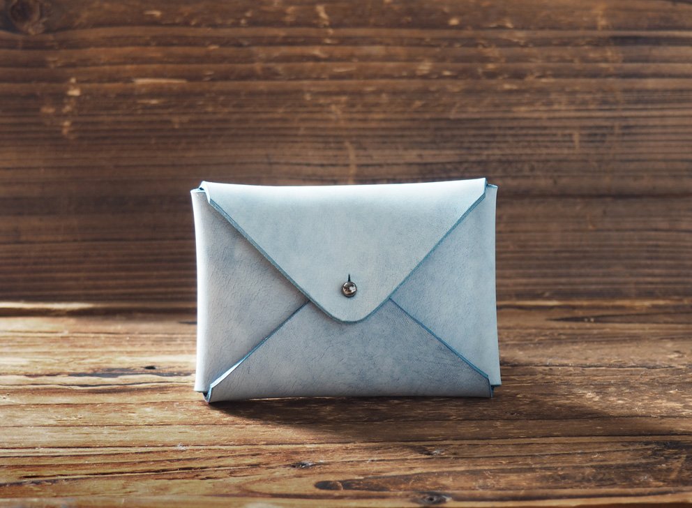Handmade Leather Business card holder Credit card holder Slim Card wallet coin purse Wax #Blue