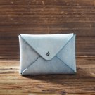 Handmade Leather Business card holder Credit card holder Slim Card wallet coin purse Wax #Blue
