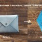 Handmade Leather Business card holder Credit card holder Slim Card wallet coin purse Wax #Blue