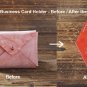 Handmade Leather Business card holder Credit card holder Slim Card wallet coin purse Wax #Red