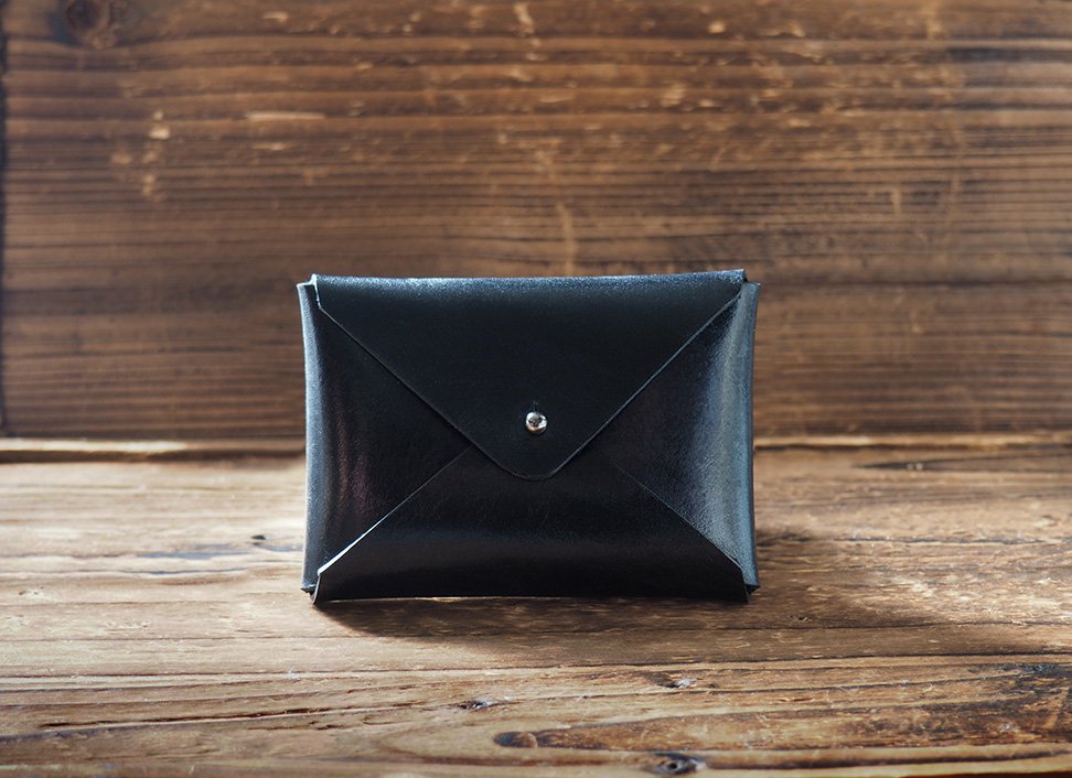 Handmade Leather Business card holder Credit card holder Slim Card wallet coin purse #Black