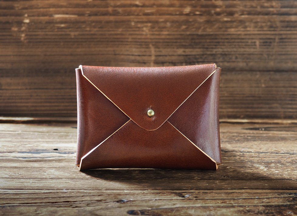 Handmade Leather Business card holder Credit card holder Slim Card wallet coin purse #Whiskey Brown