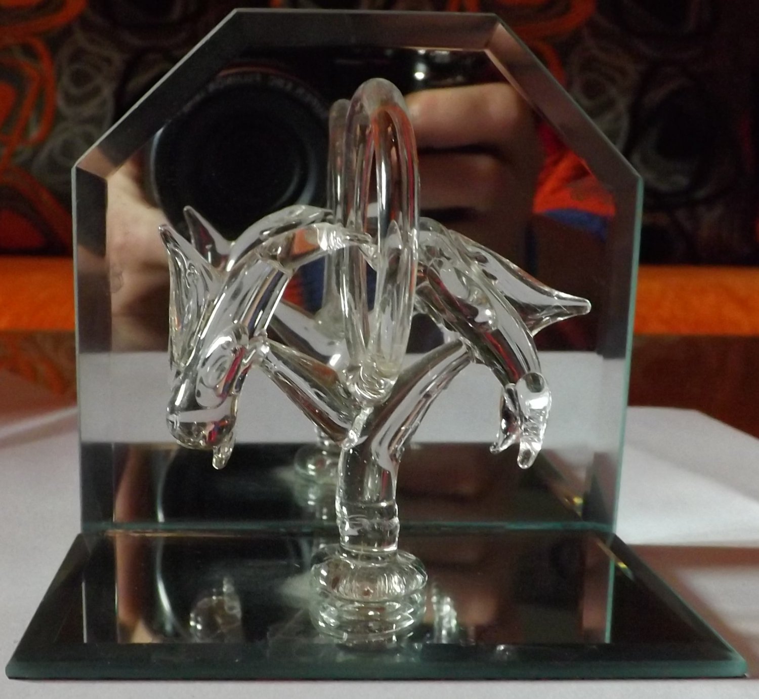 Glass dolphins figurine