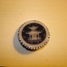 Large paper mache button with Japanese ancient house