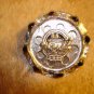 Large silver metal button with Noah's arc and black beads.