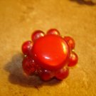 Large button with red beads and beautiful metal back